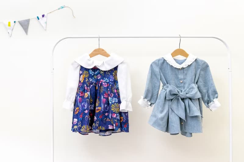 【KID SIZE 80-130】英倫花園小童洋裝 水藍 附綁帶
