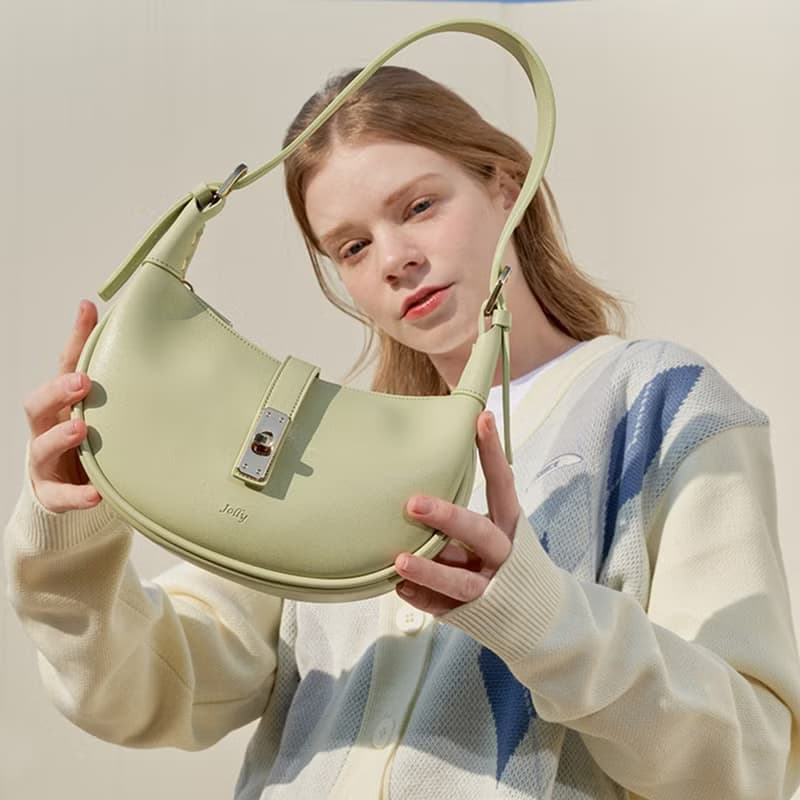 韓國JUDY BAG | 黃綠色 | 牛角包袋 | 手袋單肩包