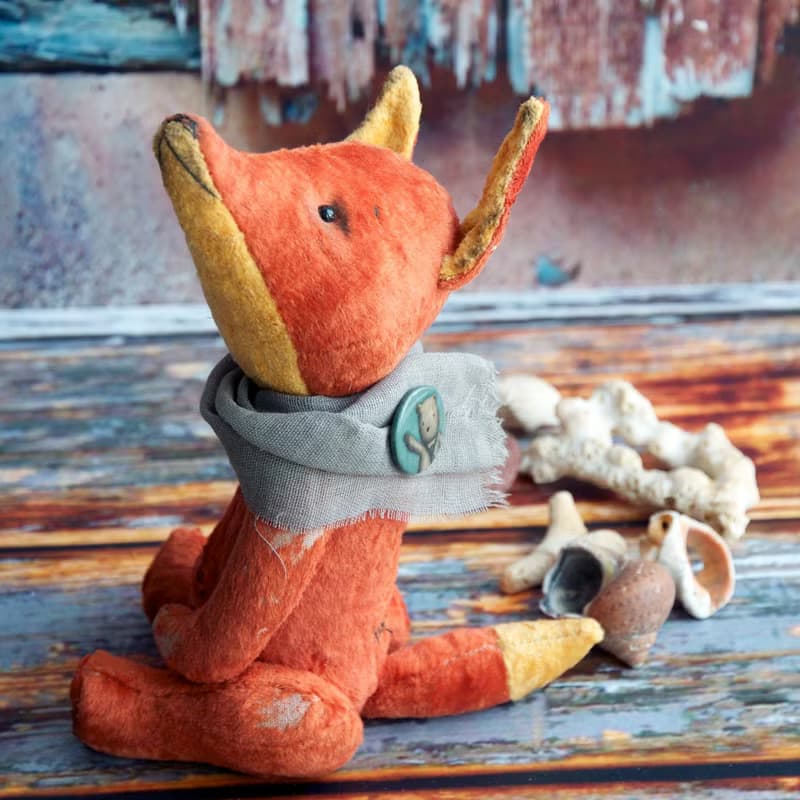 Handmade Teddy Autumn Sly Fox created with orange vintage plush
