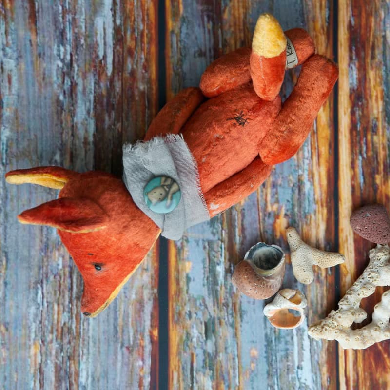 Handmade Teddy Autumn Sly Fox created with orange vintage plush