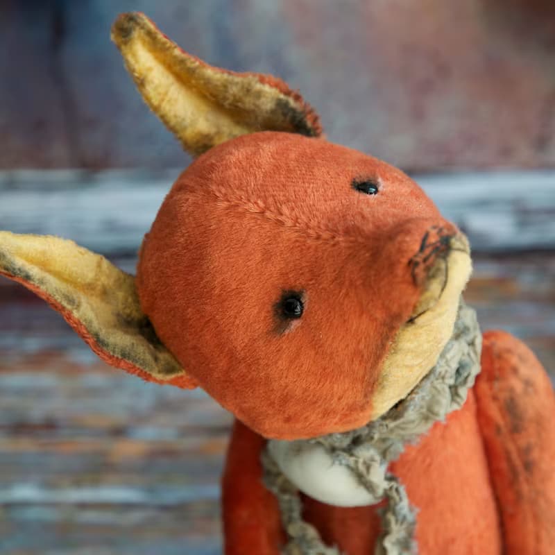 Handmade Teddy Autumn Sly Fox created with orange vintage plush
