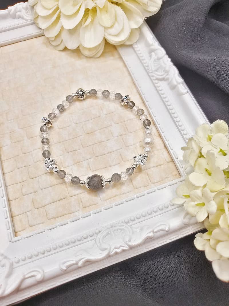 個性百搭灰月光手串