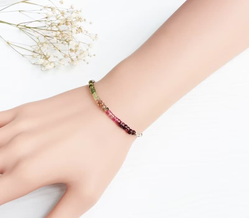 <摯愛>碧璽 925純銀手鍊 Tourmaline silver bracelet 10月誕生石 輕珠寶 母親節 情人節 生日禮物 紀念日 宴會 party 交換禮物 聖誕節
