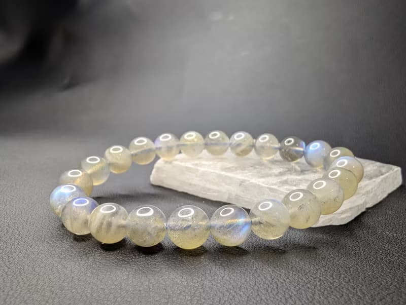 藍光 拉長石 灰月光石 9mm 手串 手鍊 天然水晶 水晶手鍊