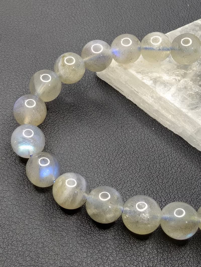 藍光 拉長石 灰月光石 9mm 手串 手鍊 天然水晶 水晶手鍊
