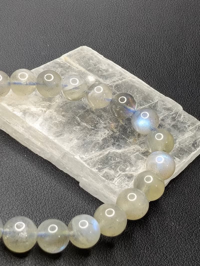 藍光 拉長石 灰月光石 9mm 手串 手鍊 天然水晶 水晶手鍊