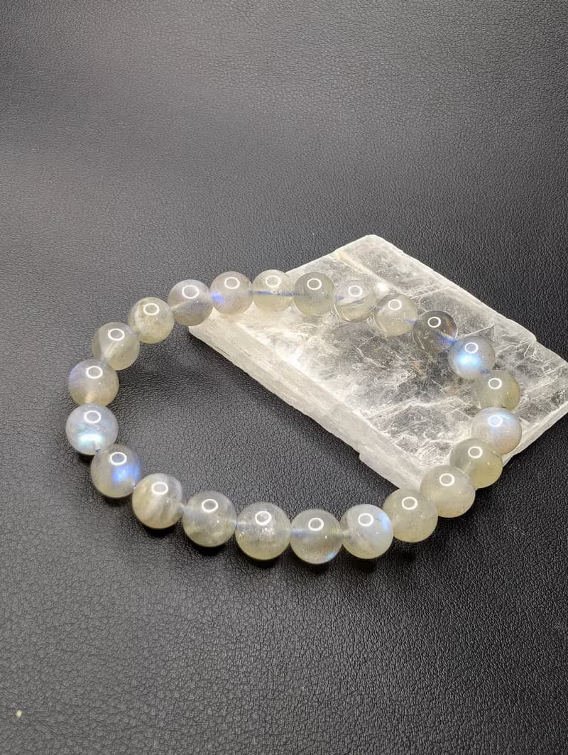 藍光 拉長石 灰月光石 9mm 手串 手鍊 天然水晶 水晶手鍊