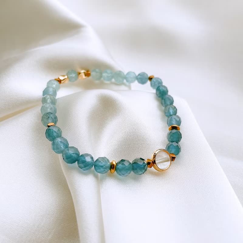 琉璃海浪│海藍寶石 螢石 三月誕生 銅 手鍊【守護轉運】