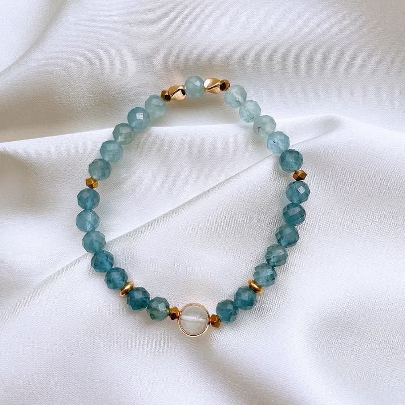 琉璃海浪│海藍寶石 螢石 三月誕生 銅 手鍊【守護轉運】