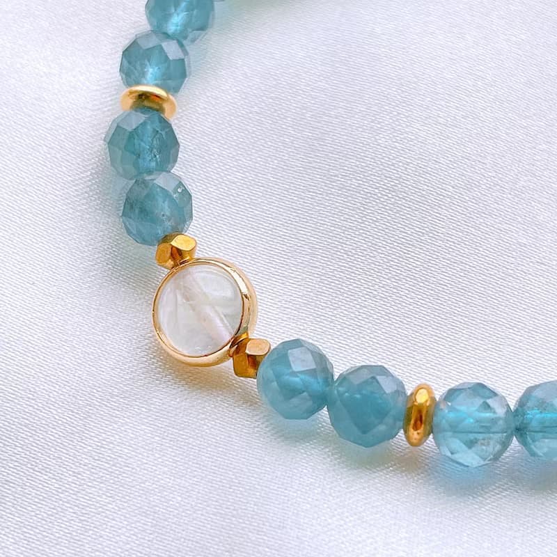 琉璃海浪│海藍寶石 螢石 三月誕生 銅 手鍊【守護轉運】