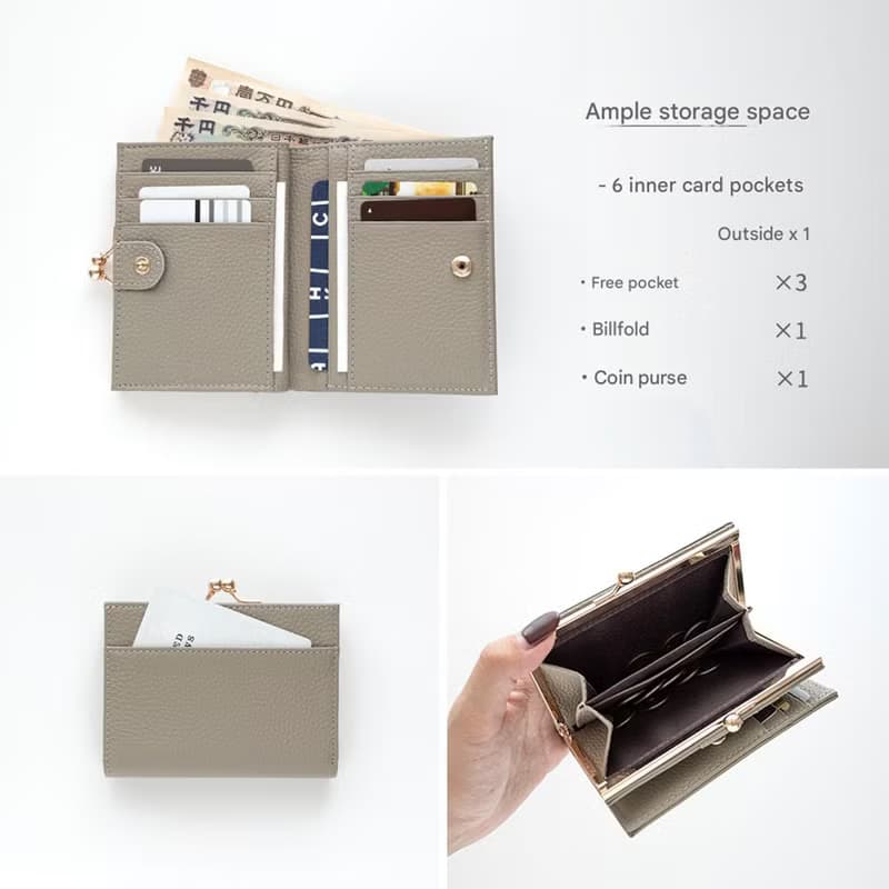 二つ折り ウォレット 【 本革 Nuance ネームプレート 名入れ 】 財布 コインケース カードケース がま口 刻印 HR31U