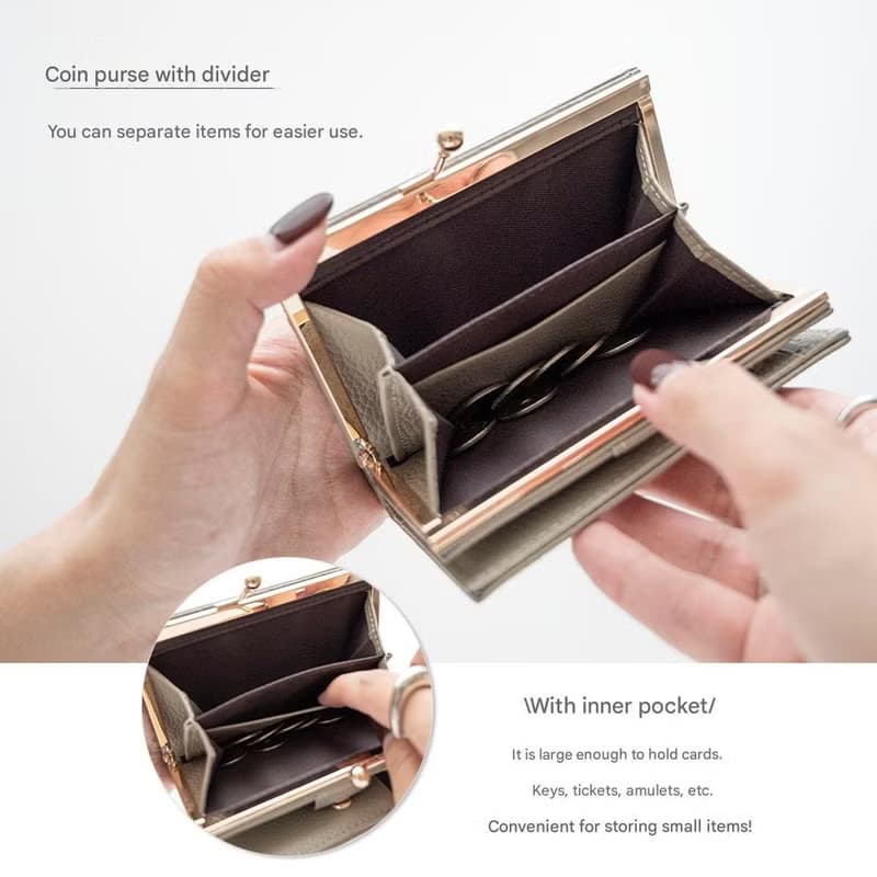 二つ折り ウォレット 【 本革 Nuance ネームプレート 名入れ 】 財布 コインケース カードケース がま口 刻印 HR31U