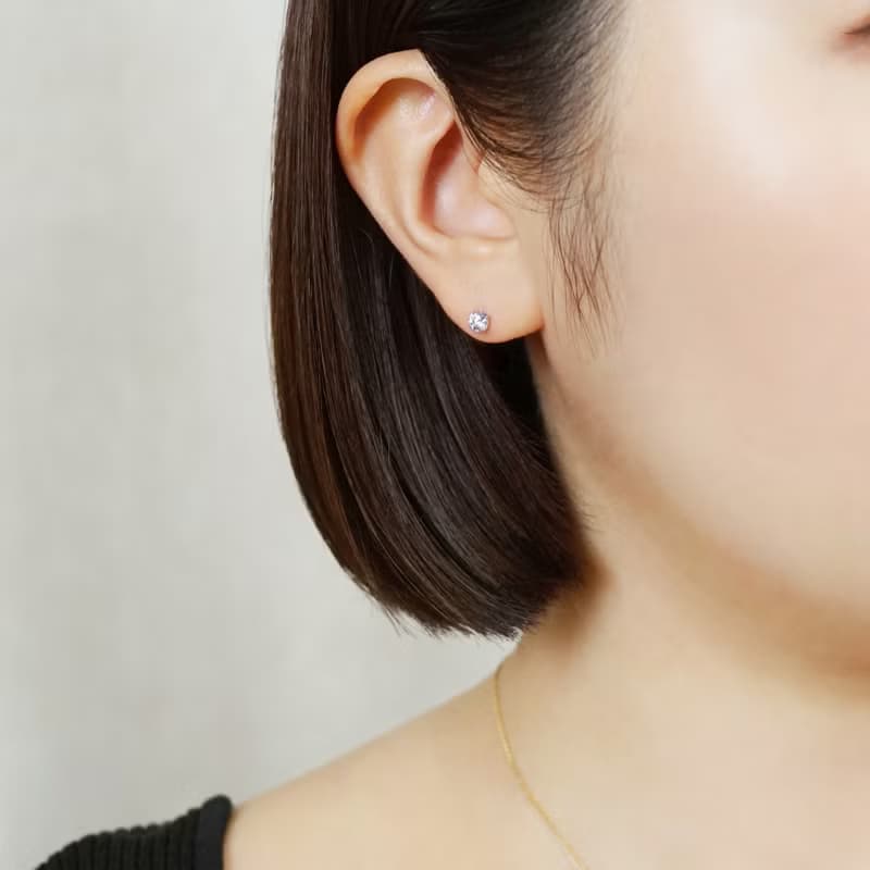 【Second Earrings】 鉑金薰衣草立方氧化鋯耳環