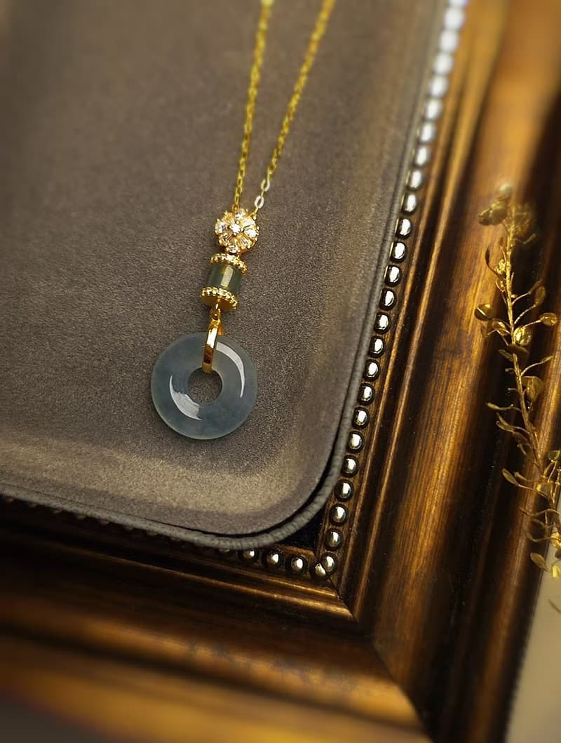 招財•順心•圓滿•平安|高冰藍水大甜甜圈|A貨翡翠純銀訂製吊墜