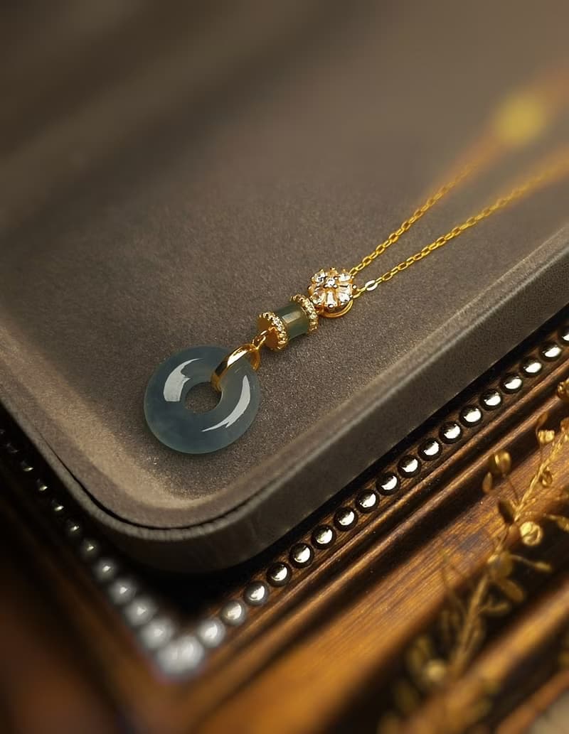 招財•順心•圓滿•平安|高冰藍水大甜甜圈|A貨翡翠純銀訂製吊墜