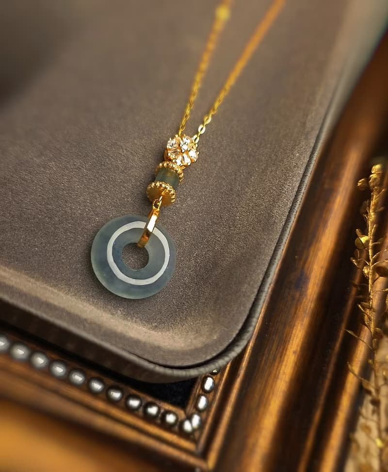 招財•順心•圓滿•平安|高冰藍水大甜甜圈|A貨翡翠純銀訂製吊墜