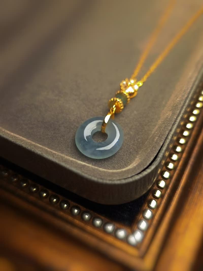 招財•順心•圓滿•平安|高冰藍水大甜甜圈|A貨翡翠純銀訂製吊墜