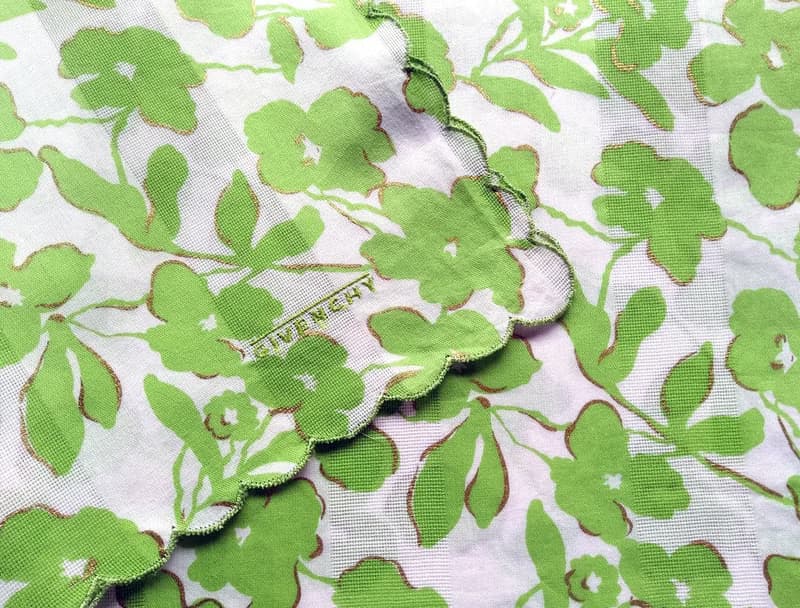 Givenchy Vintage Handkerchief Green Floral Gift for Girl 18.5 x 18.5 inches