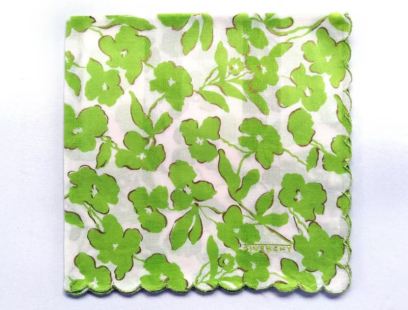 Givenchy Vintage Handkerchief Green Floral Gift for Girl 18.5 x 18.5 inches
