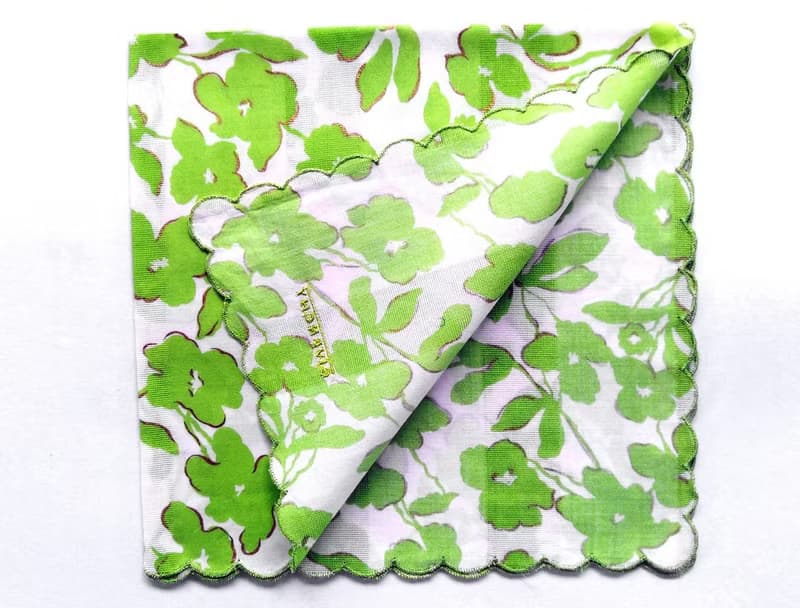 Givenchy Vintage Handkerchief Green Floral Gift for Girl 18.5 x 18.5 inches