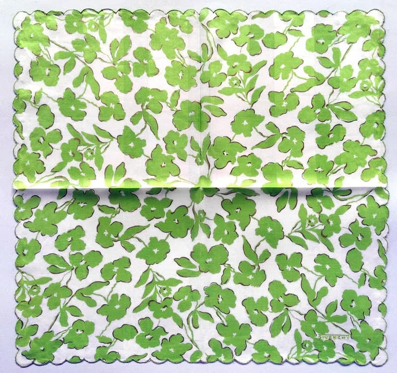 Givenchy Vintage Handkerchief Green Floral Gift for Girl 18.5 x 18.5 inches