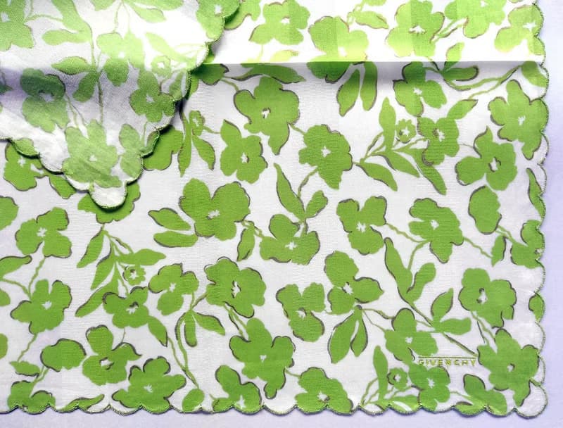 Givenchy Vintage Handkerchief Green Floral Gift for Girl 18.5 x 18.5 inches