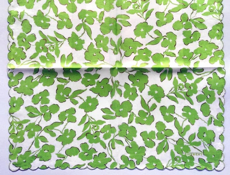 Givenchy Vintage Handkerchief Green Floral Gift for Girl 18.5 x 18.5 inches