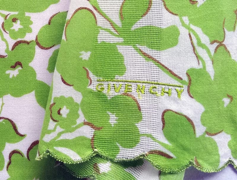 Givenchy Vintage Handkerchief Green Floral Gift for Girl 18.5 x 18.5 inches