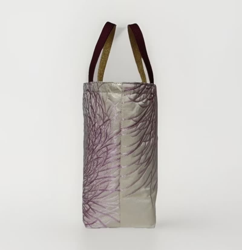 獨一無二真絲和服袋帶托特包, 日本手工刺繡升級改造包, 和風藝術