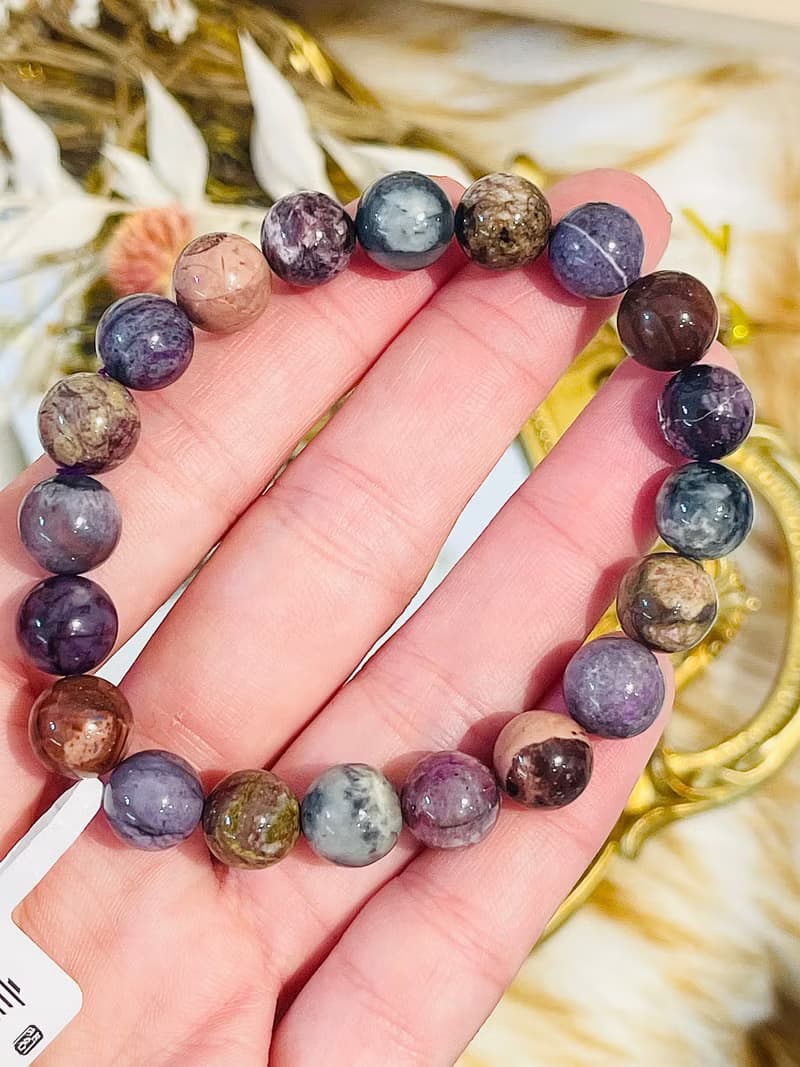 天然彩色舒俱萊9.5mm28.23g手鍊預防癌症淨化全身脈輪負能量