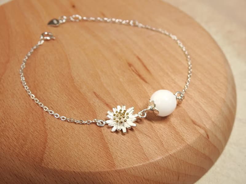 雛菊母乳胎毛手鍊-925純銀