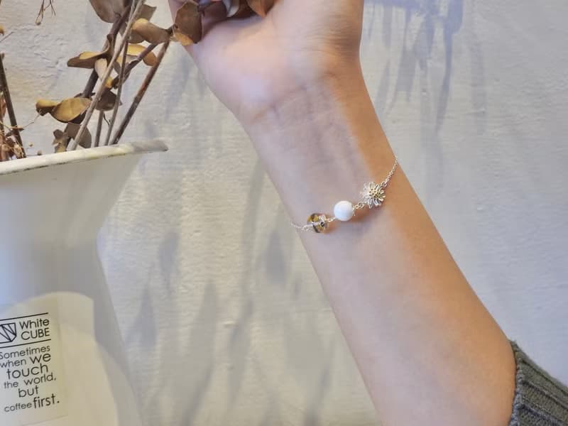 雛菊母乳胎毛手鍊-925純銀