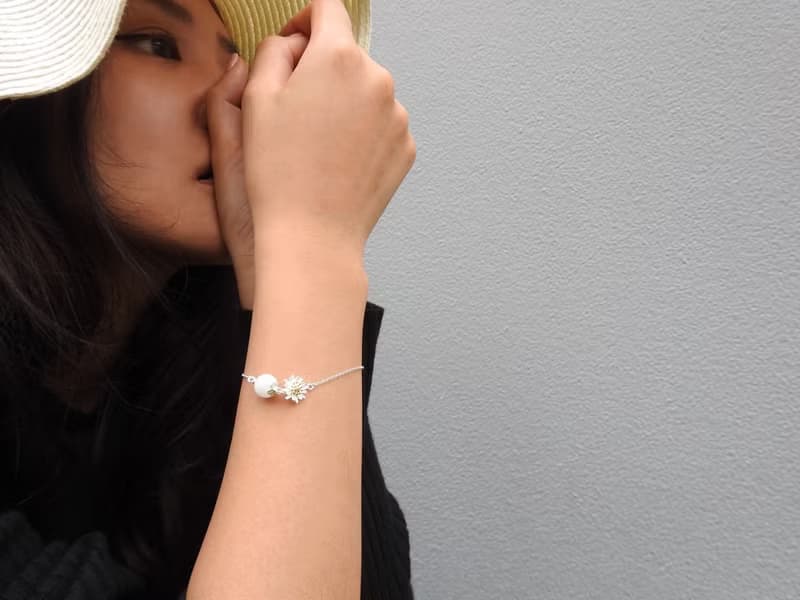 雛菊母乳胎毛手鍊-925純銀