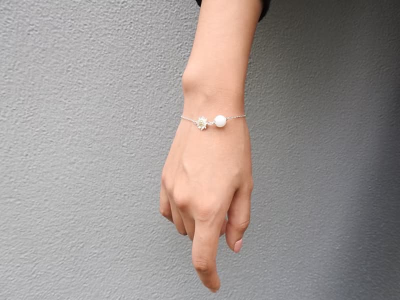 雛菊母乳胎毛手鍊-925純銀