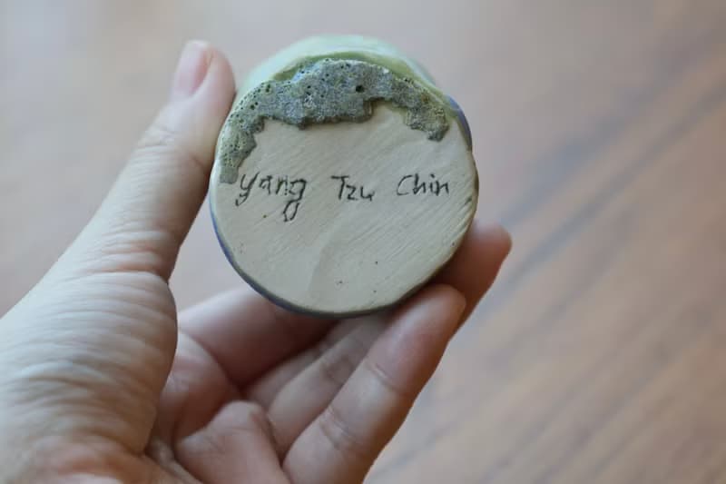 【喬遷禮物】瓷土手捏小瓶鈷綠釉防水花器藝術家手捏陶擺飾收藏