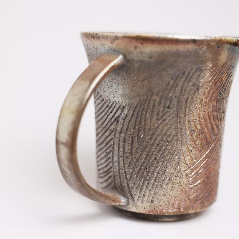 明芽窯 l 柴燒無釉刻紋茶海 公道杯 茶具 陶器 蒐藏品 H7