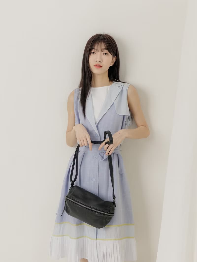 supportingrole 真皮當代風格優雅肩側背包 黑