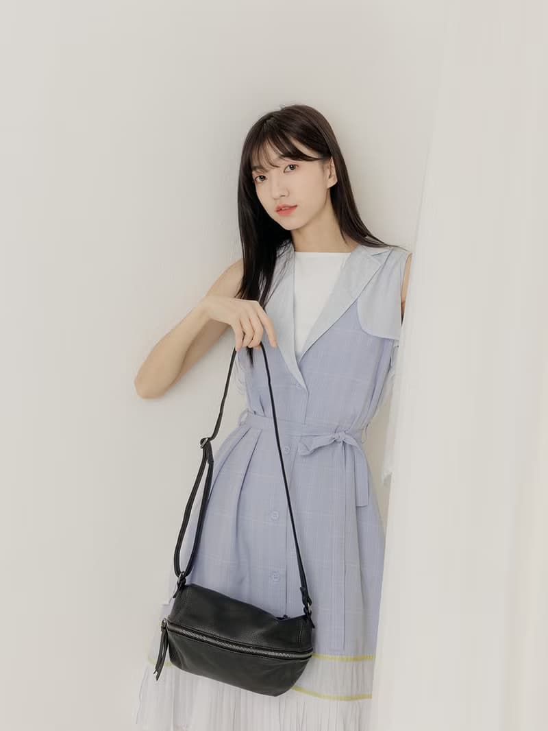 supportingrole 真皮當代風格優雅肩側背包 黑