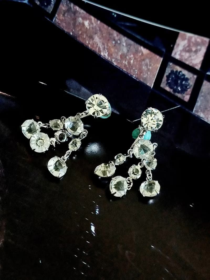 vintage jewelry  輕奢華麗 萊茵鑽 夾式耳環