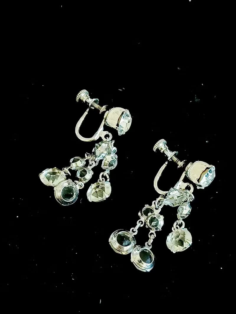 vintage jewelry  輕奢華麗 萊茵鑽 夾式耳環