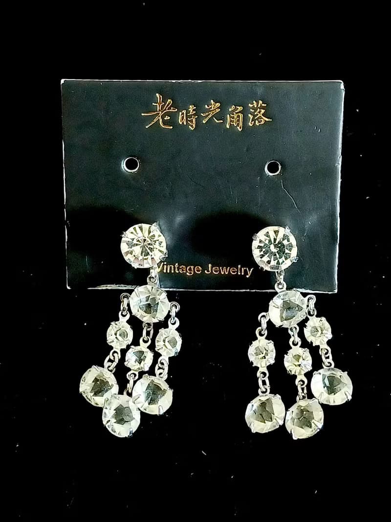 vintage jewelry  輕奢華麗 萊茵鑽 夾式耳環