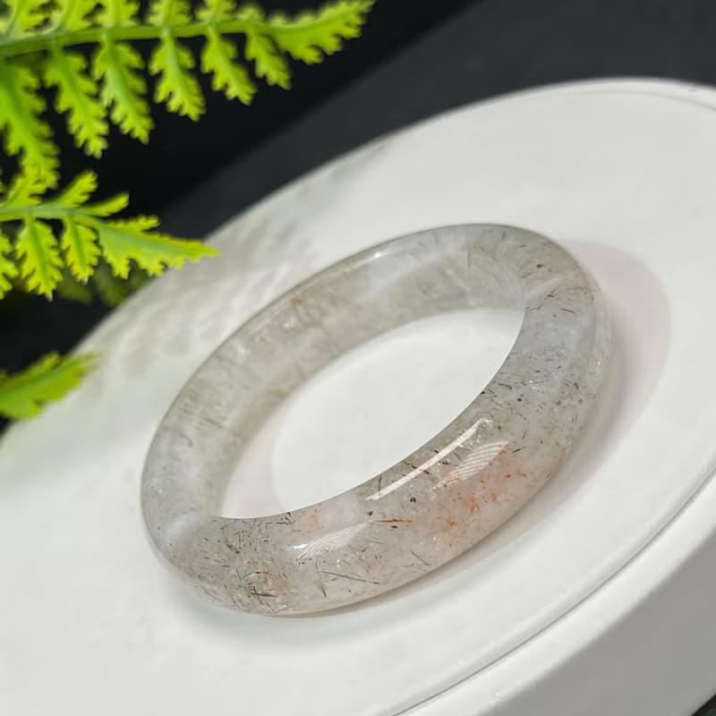 精美 黑金超七水晶手鐲 51MM 冰潤星光閃片石英手環 招財積極活力