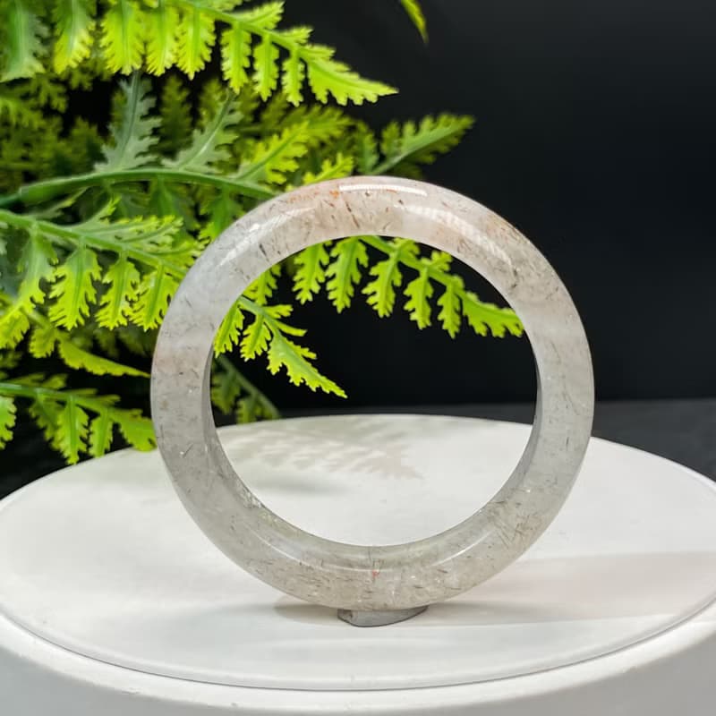 精美 黑金超七水晶手鐲 51MM 冰潤星光閃片石英手環 招財積極活力