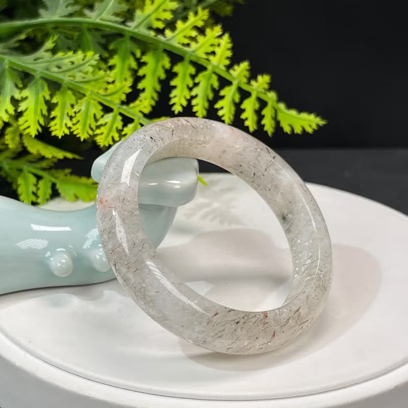 精美 黑金超七水晶手鐲 51MM 冰潤星光閃片石英手環 招財積極活力