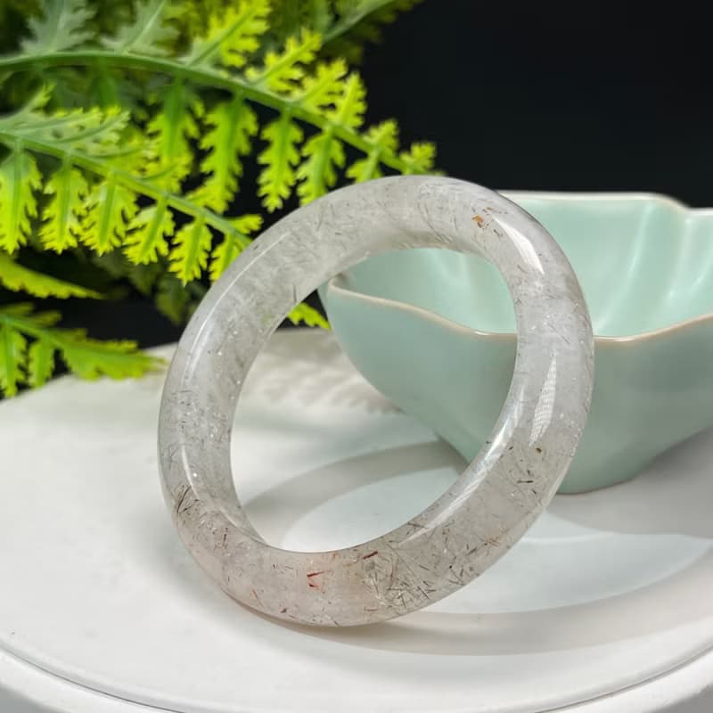 精美 黑金超七水晶手鐲 51MM 冰潤星光閃片石英手環 招財積極活力
