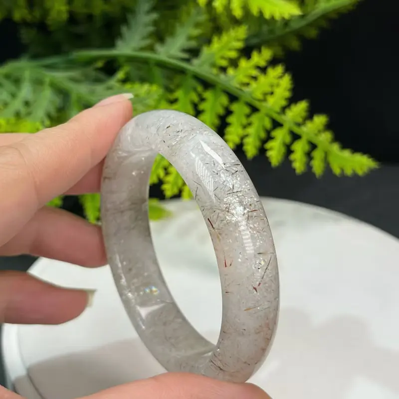 精美 黑金超七水晶手鐲 51MM 冰潤星光閃片石英手環 招財積極活力