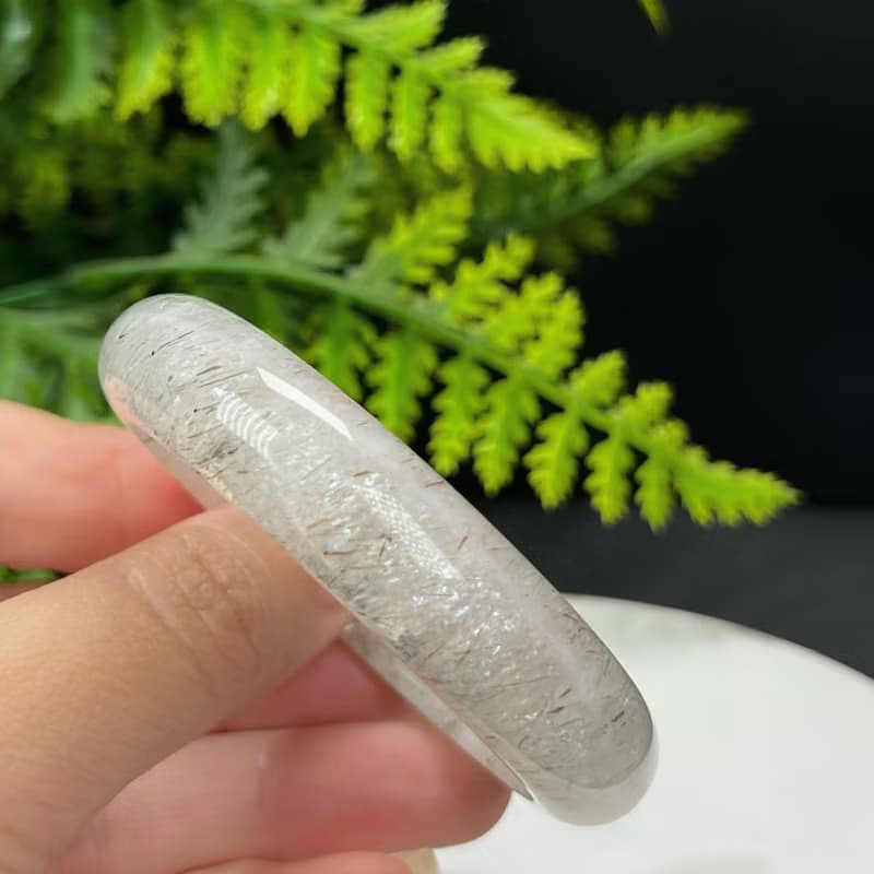 精美 黑金超七水晶手鐲 51MM 冰潤星光閃片石英手環 招財積極活力