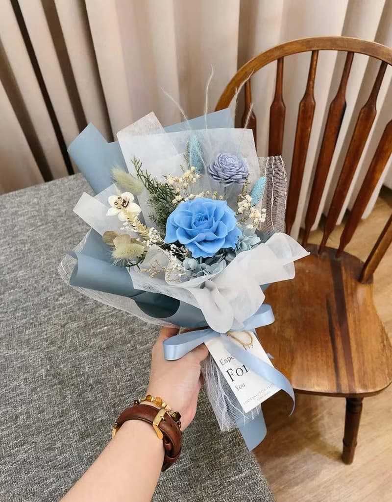 永生玫瑰【海水的味道】乾燥花束 玫瑰花束 生日花束 情人節花束