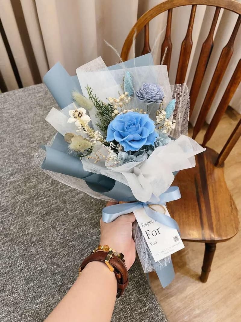 永生玫瑰【海水的味道】乾燥花束 玫瑰花束 生日花束 情人節花束