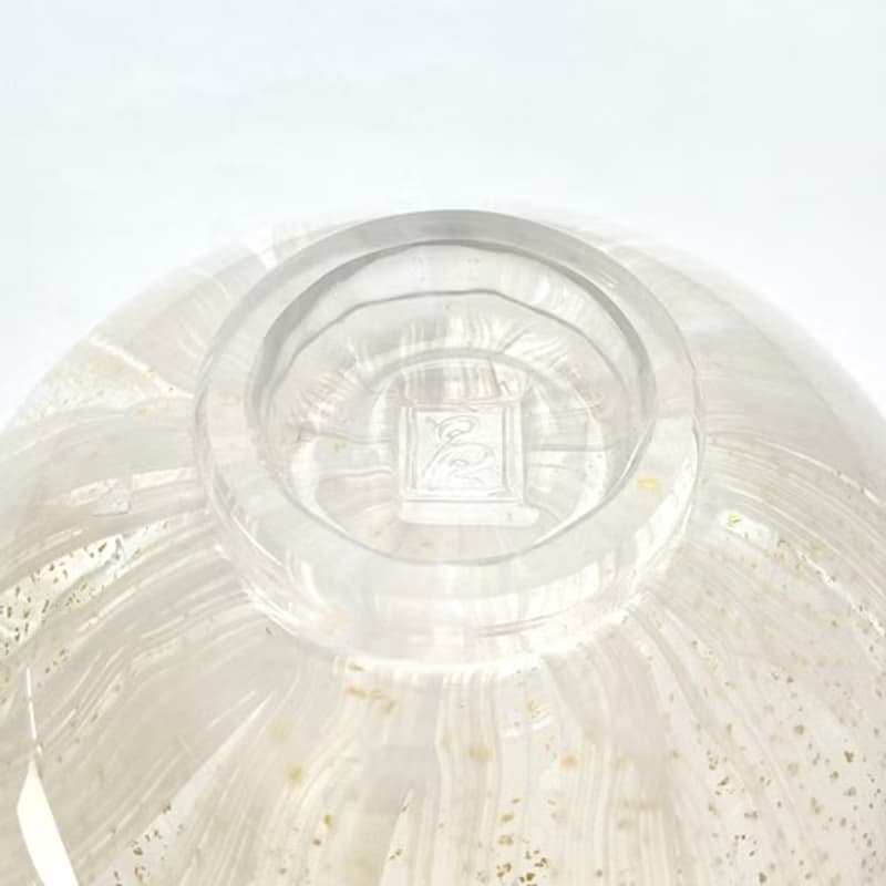 新作、ガラス抹茶碗、抹茶茶碗、金箔色流し、白/お湯使用可・化粧箱入り